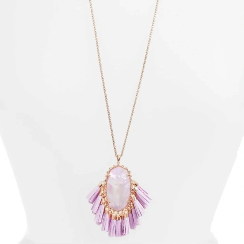 Kendra Scott Betsy Necklace Rose Gold Lilac Mother-of-Pearl NWT- neverworn - Picture 5 of 11
